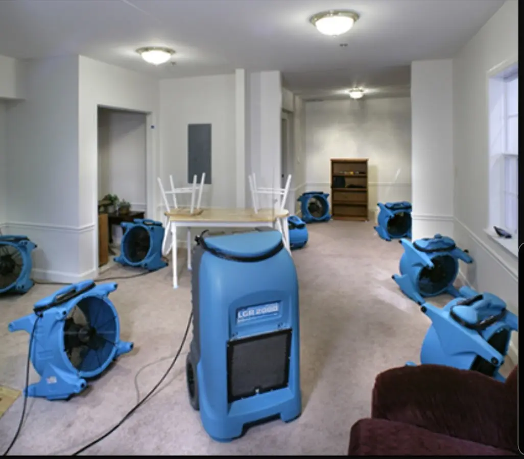 Air movers and dehumidifier setup for Water Damage Restoration in Tucson Estates